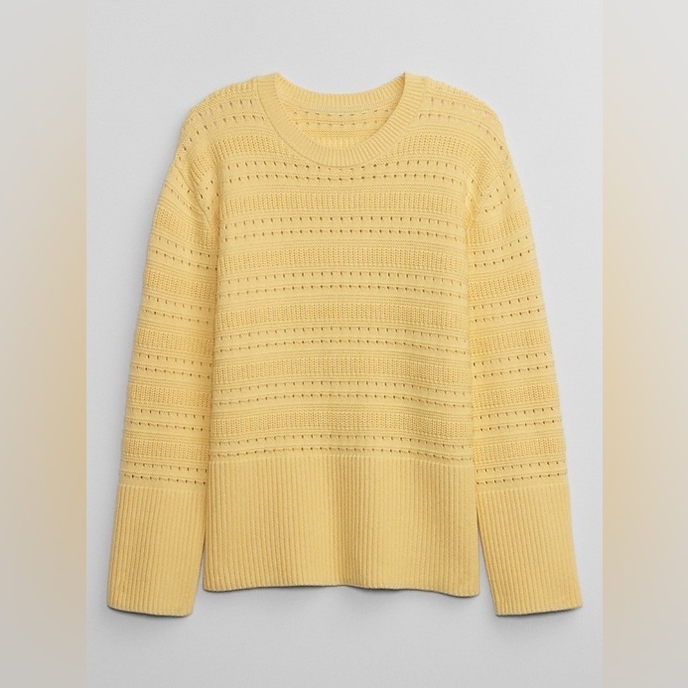 Gap Relaxed Mixed-Stitch Tunic Sweater, Yellow, Medium - Picture 3 of 12